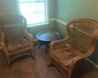 Pair of wicker wingbacks in mint condition 