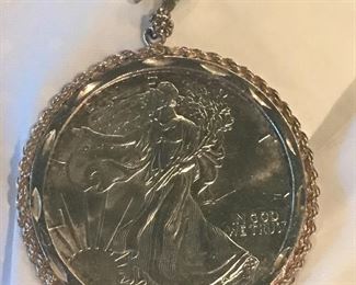 Silver liberty coin pendant 
