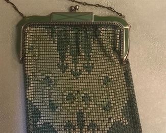 Hand enameled 1920s Flapper chain purse
