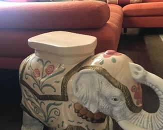 Ceramic Elephant accent table circa 1970