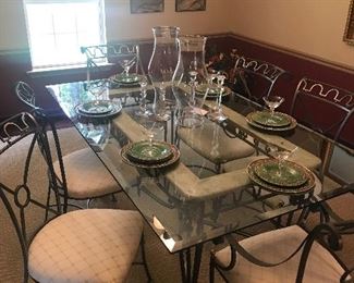 Fabulous Henredon dining room set!  Heavy iron, marble and glass!
