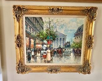 Original oil; Paris street scene; signed