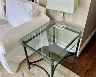 Glass topped side tables (pair available)