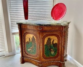 Painted console/cabinet with marble top