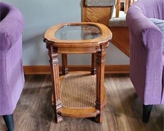 Glass Cane End Table