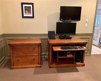 Wood File Cabinet & Computer Desk
