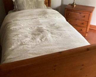 Twin size bed pine  and nightstand