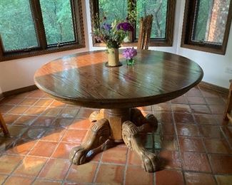 oak claw pedestal base kitchen table