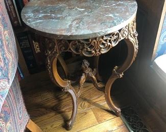 marble accent table highly carved