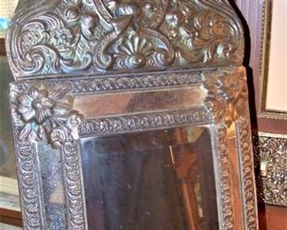 Early Mexican mirror, tin frame