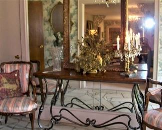 Foyer, pair French chairs