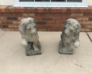 Vintage matching concrete lions. Approximately 24” tall. 