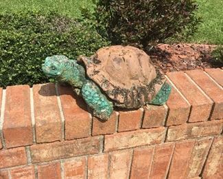 Ornate concrete turtle.