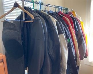 TONS OF RIDING GEAR, MOTORCYCLE JACKETS, PANTS, ETC!