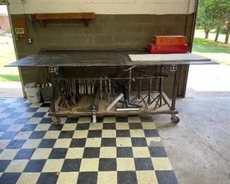 Welding table 5' x 10' wired 110 with 4 way outlets, heavy duty casters.
1/2" steel plate top
$900