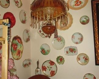 Hanging lamp, tilt top stand & decorative plates