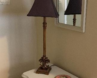 Vintage Nightstand, Mirror, Table Lamp, Vanity Hand Mirror