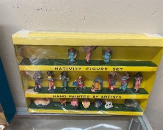 Vintage Hand Painted Nativity Figure Set in Box