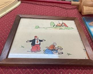 Framed Piece of Old Popeye Wallpaper