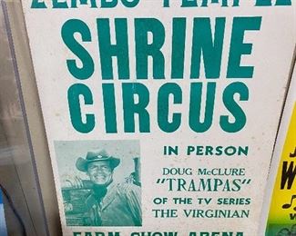 Doug McClure "Trampas" Shire Circus Poster (The Virginian)