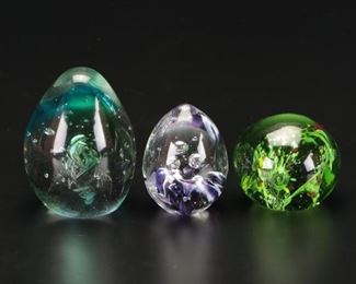 Art Glass Paperweights with Mt. St. Helen's Ash Glass and Others
