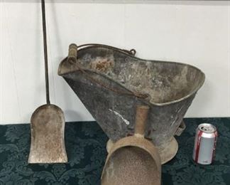 Antique Coal Scuttle and scoops