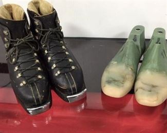 Antique Ski boots and shoe forms