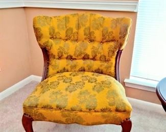 Absolutely lovely antique wing chair with it's original beautiful upholstery.