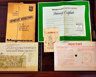 Original Warranty & other paper work of this Magnovox Stereo 