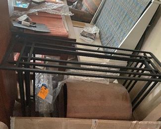 great glass console table black wrought iron.. new