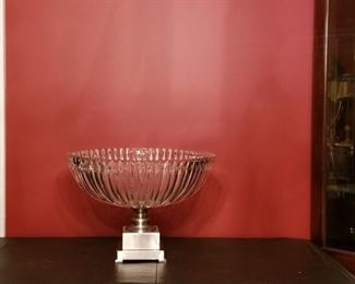 Large crystal bowl with silver base