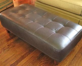 Oversized Tufted Leather Ottoman