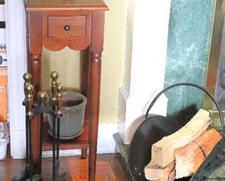 Fireplace Accessories and Square Side Table