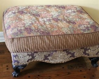 Upholstered Ottoman with Claw Feet