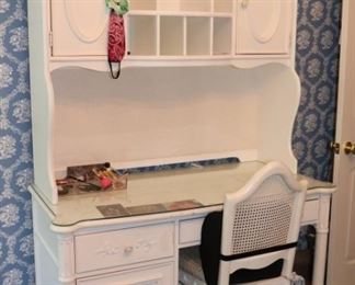 White Desk, Hutch, Desk Chair