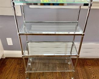 Metal and beveled glass shelving