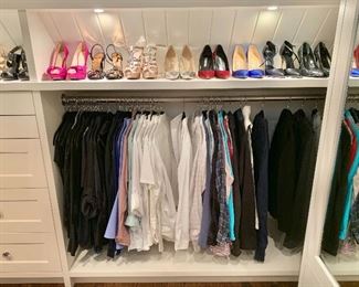Designer shoes and clothes.  Most clothing size 6/S