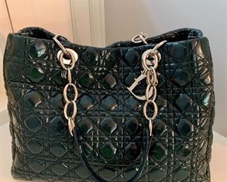 Christian Dior Black Cannage Quilted Patent handbag