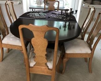 dining table w/6 Henredon chairs & 2 boards