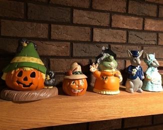 Selection of Halloween and Easter decor.