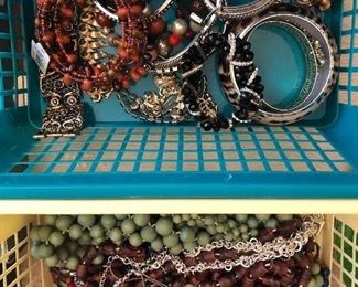 Selection of costume jewelry.