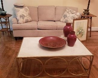 Norwalk sofa Brass Marble Table
