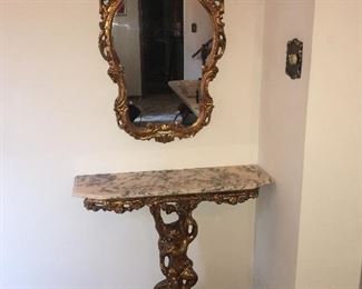 Marble accent table and mirror