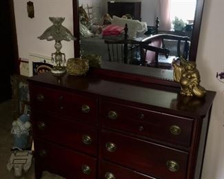 Mahogany dresser with mirror; part of 3 piece bedroom set