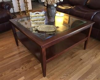 Wood and Glass Coffee Table with matching end tables