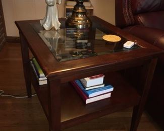 Wood and Glass End Tables with matching coffee table