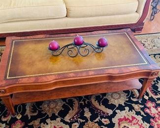 Leather Top Mid Century Coffee Table