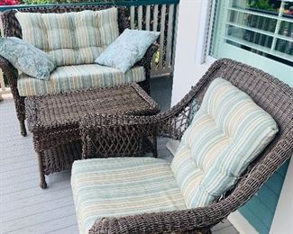 Rattan Patio Furniture, Love seat, Chair and Table