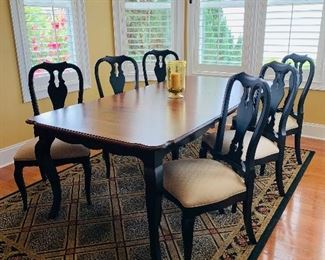 Hand Crafted Dining Table, Signed, 6 Ethan Allen Dining Chairs