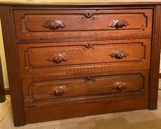 Handmade 3 Drawer Chest of Drawers with Carved Nut Pulls